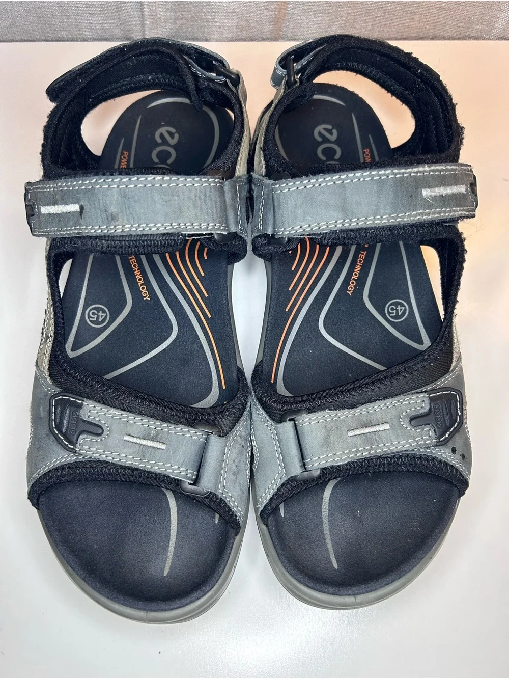 ECCO Offroad Yucatan Leather Hiking Comfort Sandals EU 45 Gray